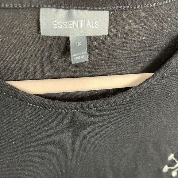 Essentials Womens 1X Shirt Santa Cotton Long Sleeve Top Black - Picture 4 of 6